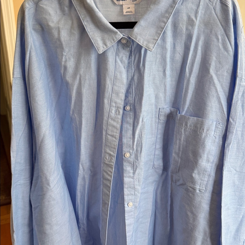 Old Navy boyfriend shirt 4 x NWOT Oxford light blue button down - Picture 3 of 9
